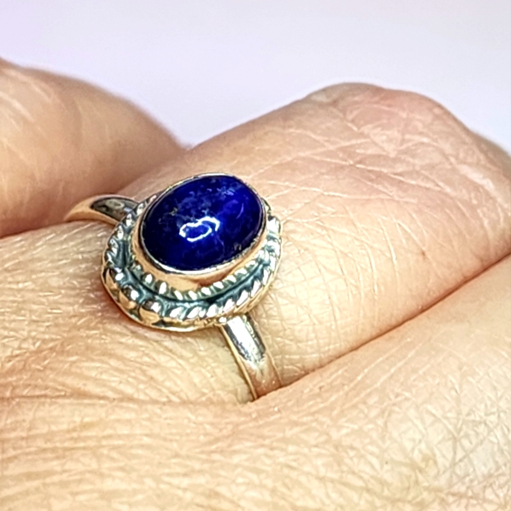 Lapis Lazuli Gemstone in Sterling Silver Ring